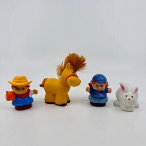 Fisher Price Y2k Early 2006 Little People Lot Set Of 4 Horse/2 Mini People/Bunny
